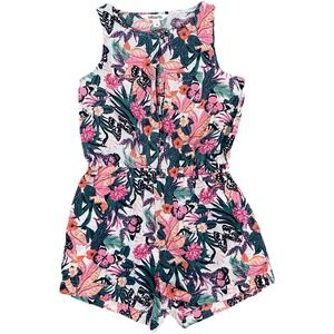 Milkshake Girls Romper Size 5 Floral Butterfly Print Sleeveless Jumpsuit‎ Linen